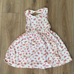 Girls White Watermelon Print Summer Dress